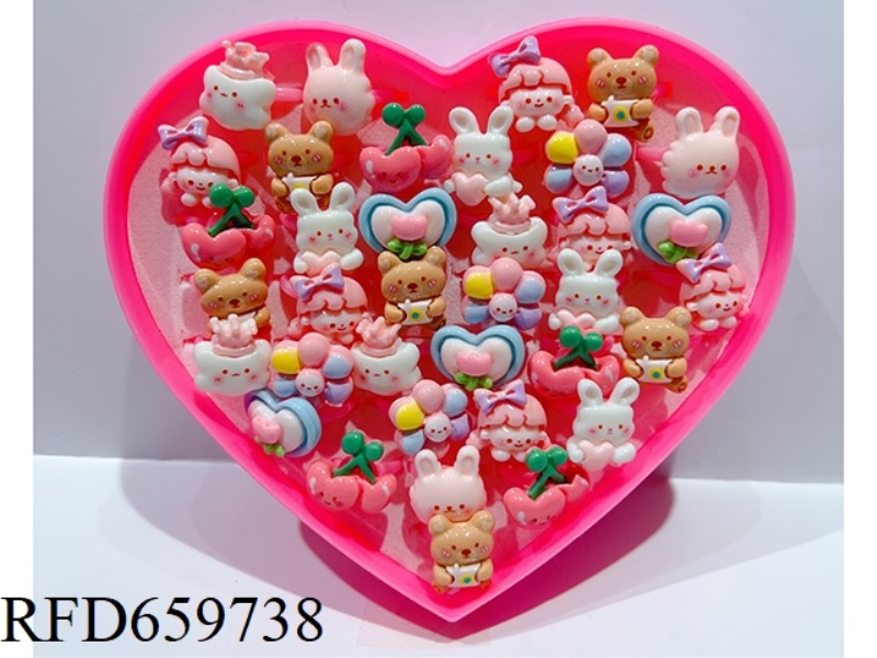36 HEART AND PEACH BOX RINGS