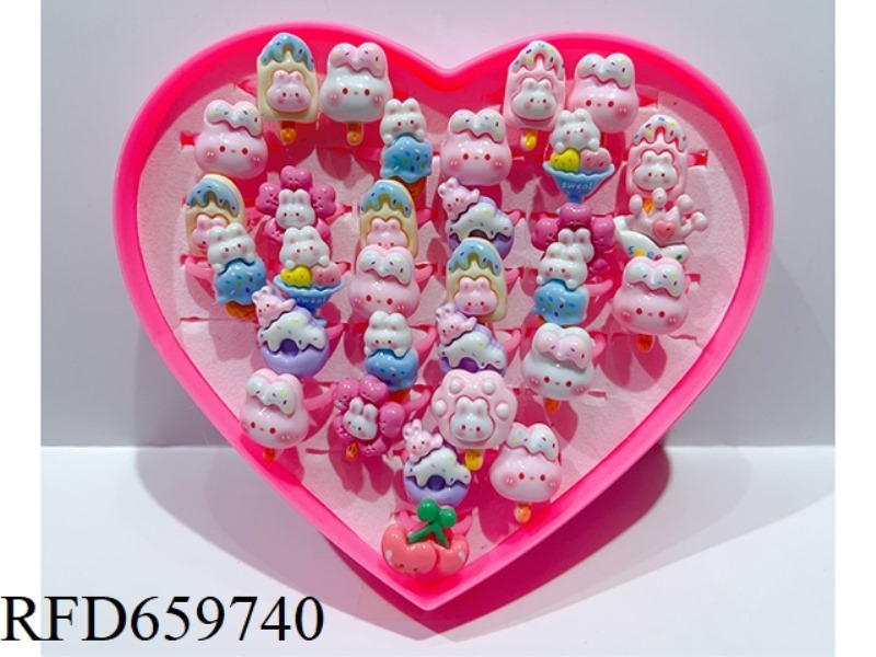 36 HEART AND PEACH BOX RINGS