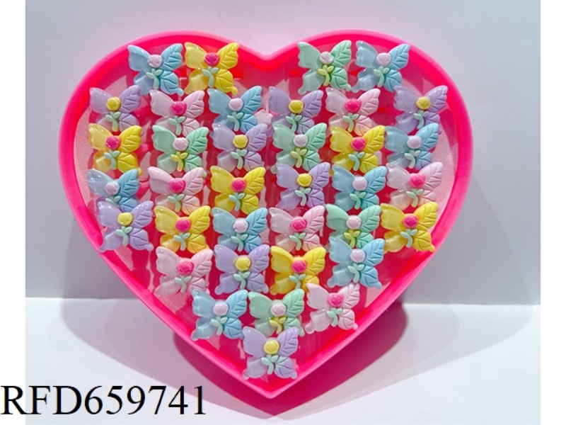 36 HEART AND PEACH BOX RINGS