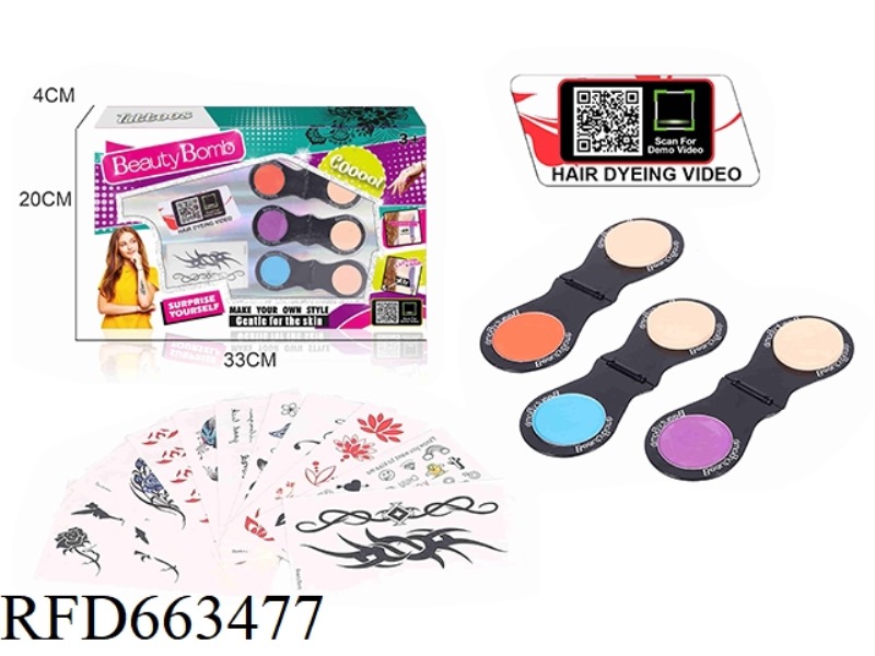 HAIR COLOR TATTOO SET FOR GIRLS