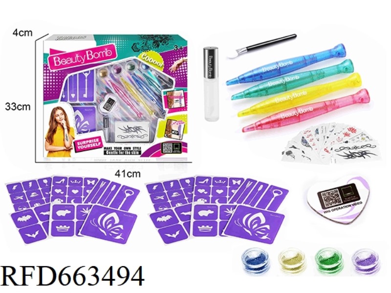 GIRLS TATTOO SET WITH TATTOO PEN