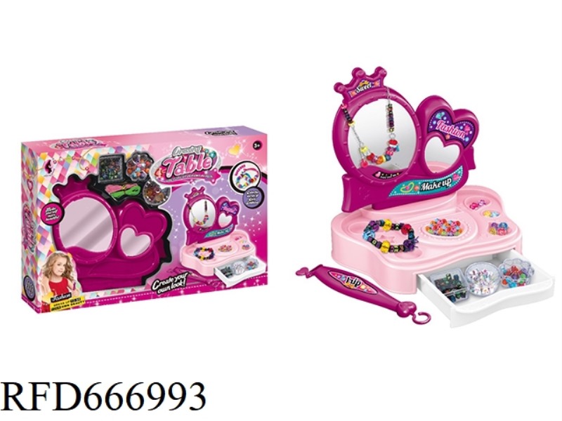 DOUBLE HEART-SHAPED DRESSING TABLE BEADED AND BEADED SET