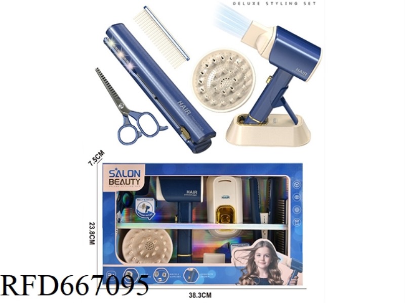 SIMULATED HAIR STYLING SET (8-PIECE SET WITH HAIR DRYER AND STRAIGHTENING STICK)