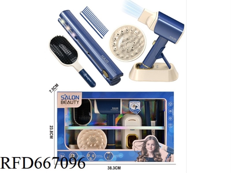 SIMULATED HAIR STYLING SET (8-PIECE SET WITH HAIR DRYER AND STRAIGHTENING STICK)