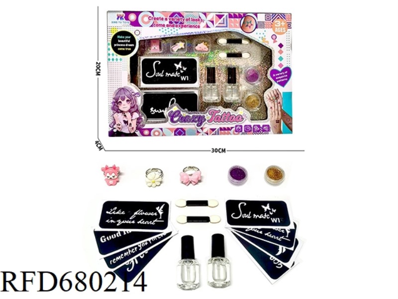 CHILDREN'S MANICURE TATTOO RING SET
