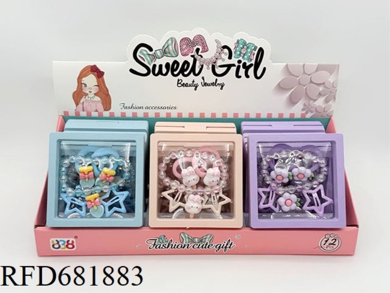 GIRL JEWELRY: RUBBER BAND+HAIRPIN+BRACELET 12PCS