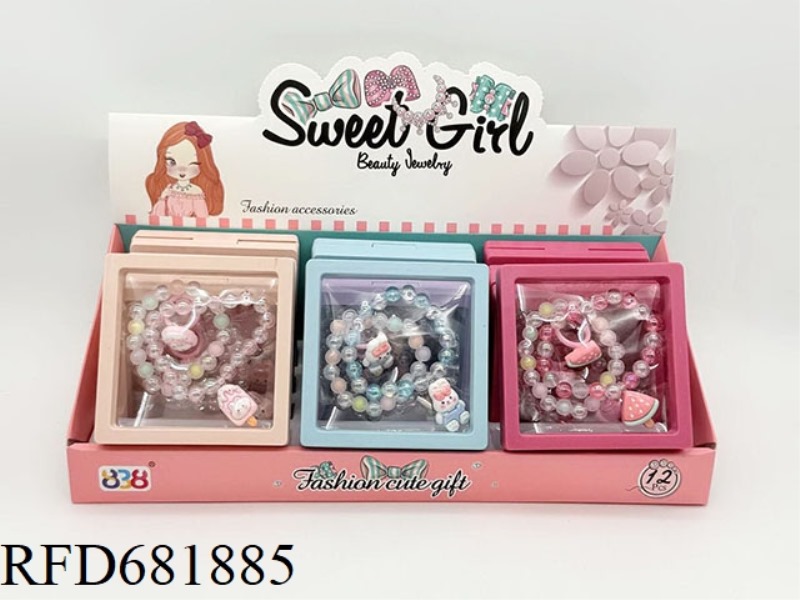 GIRL JEWELRY: 2 BRACELETS+RINGS 12PCS