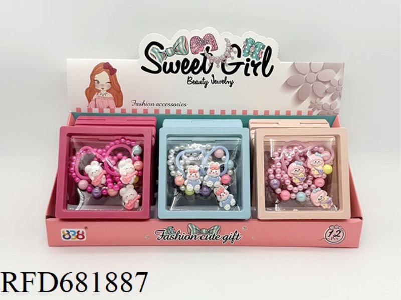 GIRL JEWELRY: NECKLACE+RUBBER BAND 12PCS