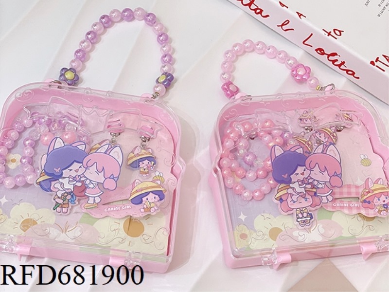 DOG GIRL HANDBAG JEWELRY SET (EARRINGS+HAIRPINS+NECKLACES) 12PCS