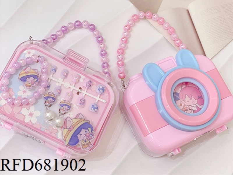 DOG GIRL CAMERA PORTABLE BOX JEWELRY SET (BRACELET+RING+EARRINGS+NAIL STICKERS) 12PCS