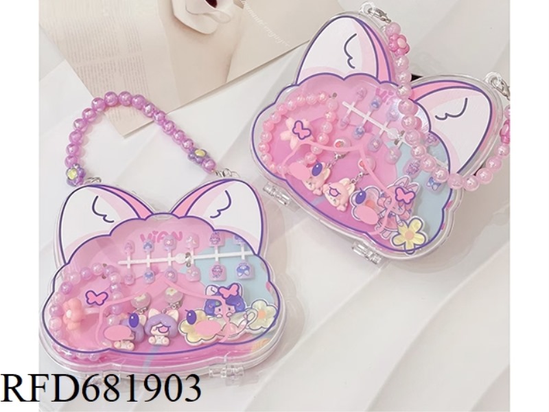 DOG GIRL HANDBAG JEWELRY SET (BRACELET+RING+EARRINGS+NAIL STICKERS+HAIR CLIPS) 12PCS