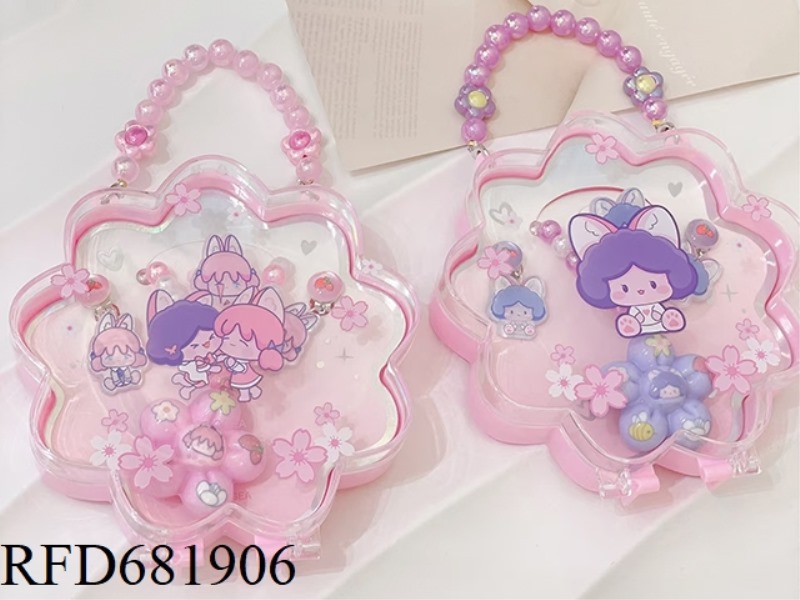 DOG GIRL PLUM BLOSSOM PORTABLE BOX JEWELRY SET (NECKLACE+RING+EAR CLIP) 12PCS