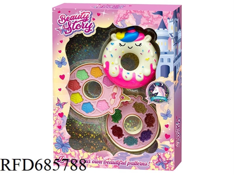 A TWO-LAYER MAKEUP COMBINATION OF UNICORN DOUGHNUTS