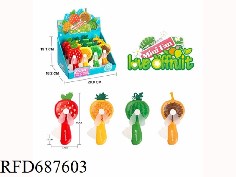 FRUIT HAND PRESS FAN 12PC/DISPLAY BOX