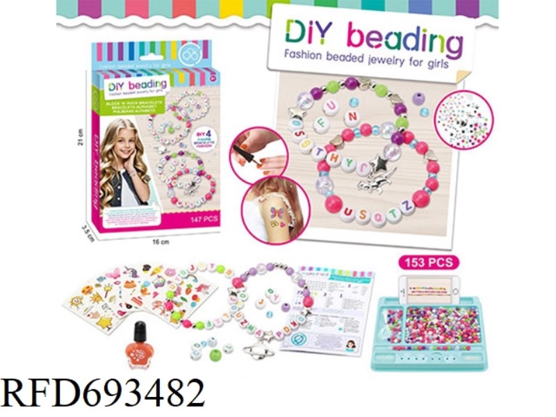 DIY BEADED LETTER BRACELET NAIL POLISH TATTOO STICKER