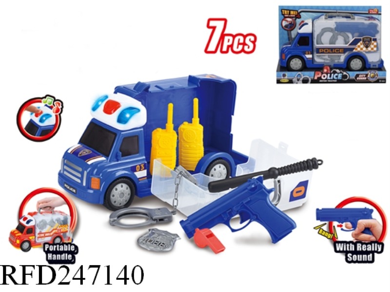 POLICE MOTOR HOMES SET WITH SOUND AND LIGHT(7PCS)