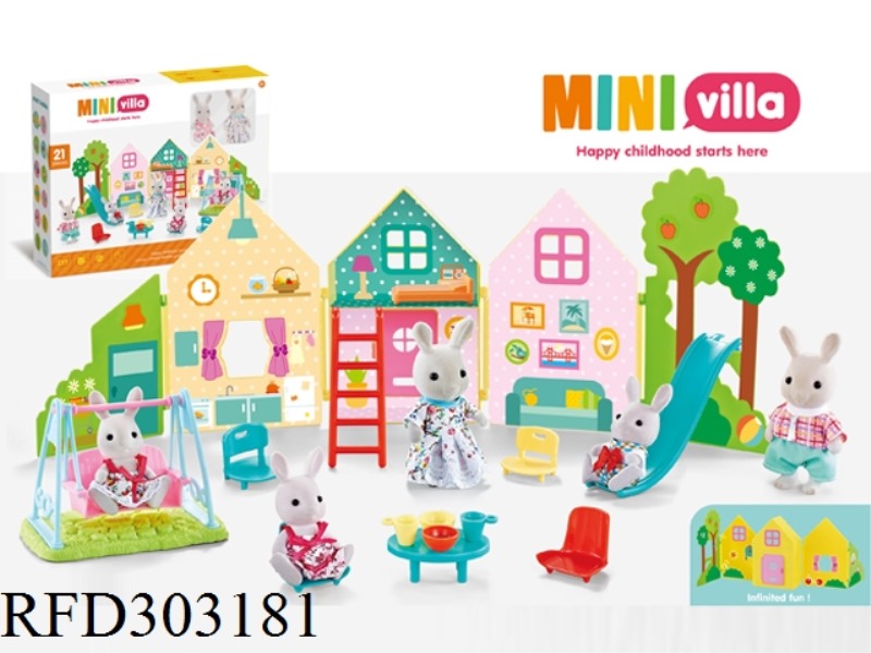 MINI RABBIT VILLA WITH RABBIT 2PCS