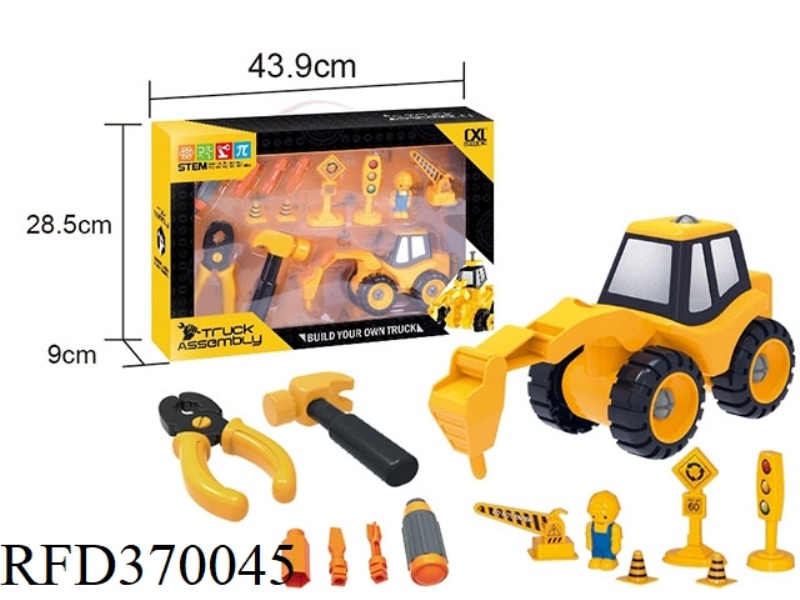 DISASSEMBLY AND ASSEMBLY ENGINEERING VEHICLES WITH ROAD SIGNS + TOOLS