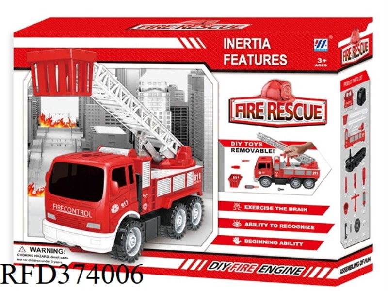 LARGE DIY INERTIAL DISASSEMBLY AND ASSEMBLY FIRE TRUCK SET