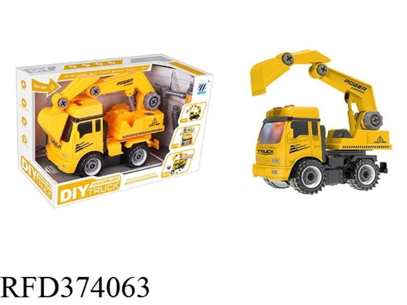 DIY EXCAVATOR INERTIAL LIGHT MUSIC DISASSEMBLY SIMULATION ENGINEERING VEHICLE