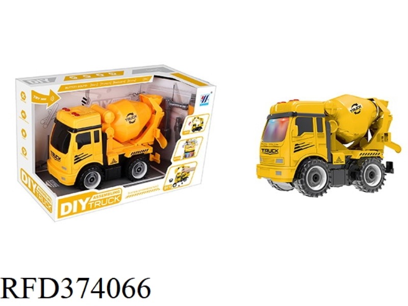 DIY MIXER TRUCK INERTIAL LIGHT AND MUSIC DISASSEMBLY SIMULATION ENGINEERING TRUCK