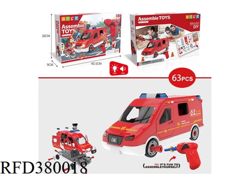 ELECTRIC ASSEMBLY OF SLIDING FIRE TRUCK WITH LIGHT AND MUSIC