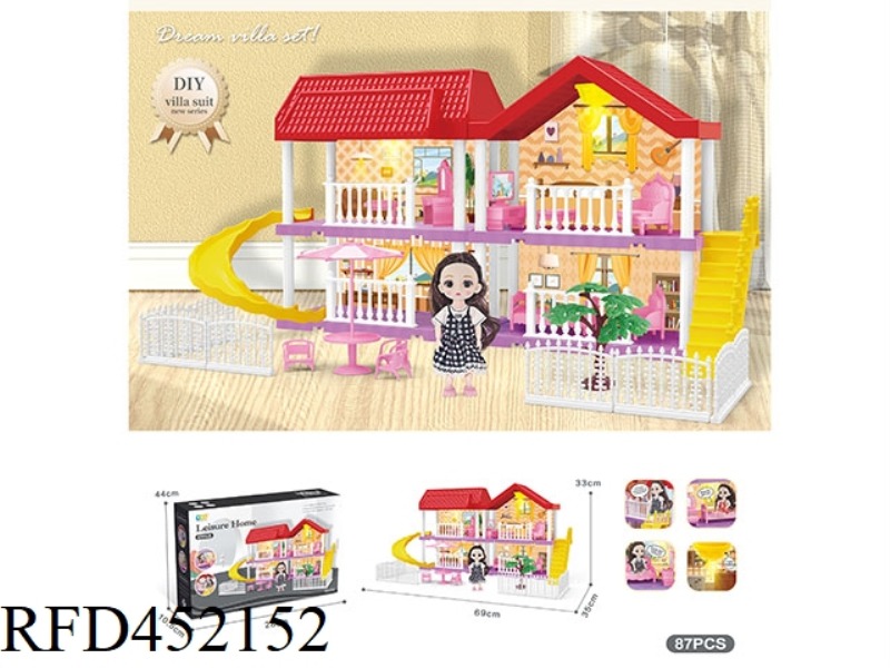 DIY VILLA SET WITH FURNITURE / 6-INCH BARBIE / DOUBLE LIGHT