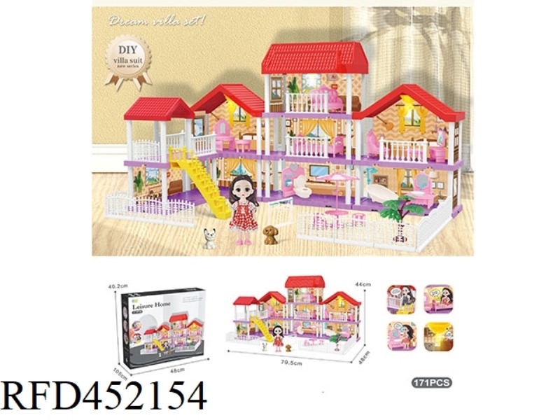 DIY VILLA SET WITH FURNITURE / 6-INCH BARBIE / THREE LIGHTS