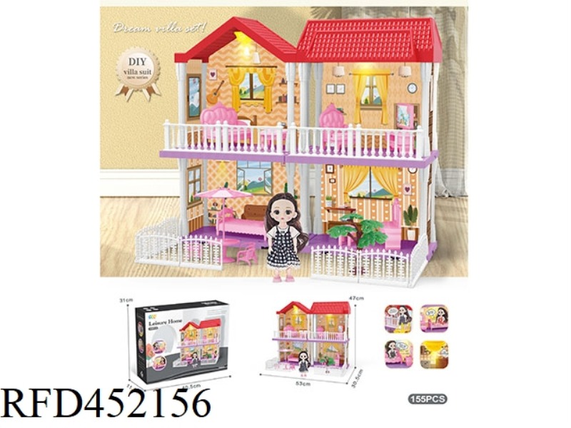 DIY VILLA SET WITH FURNITURE / 6-INCH BARBIE / DOUBLE LIGHT