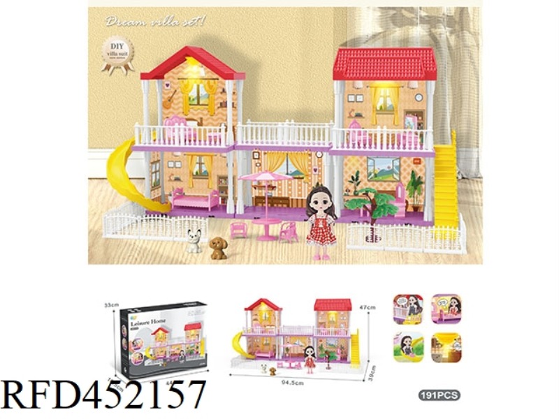 DIY VILLA SET WITH FURNITURE / 6-INCH BARBIE / DOUBLE LIGHT