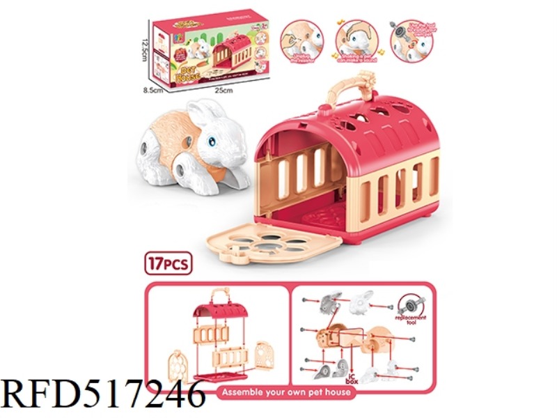 PINK GIRL PET CARRIER SELF LOADING CAGE DIY (RABBIT)