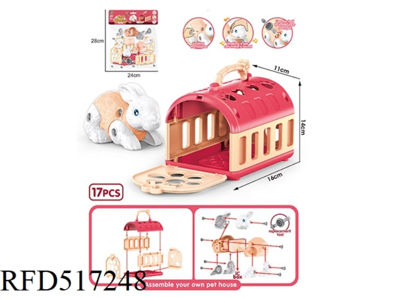 PINK GIRL PET CARRIER SELF LOADING CAGE DIY (RABBIT)