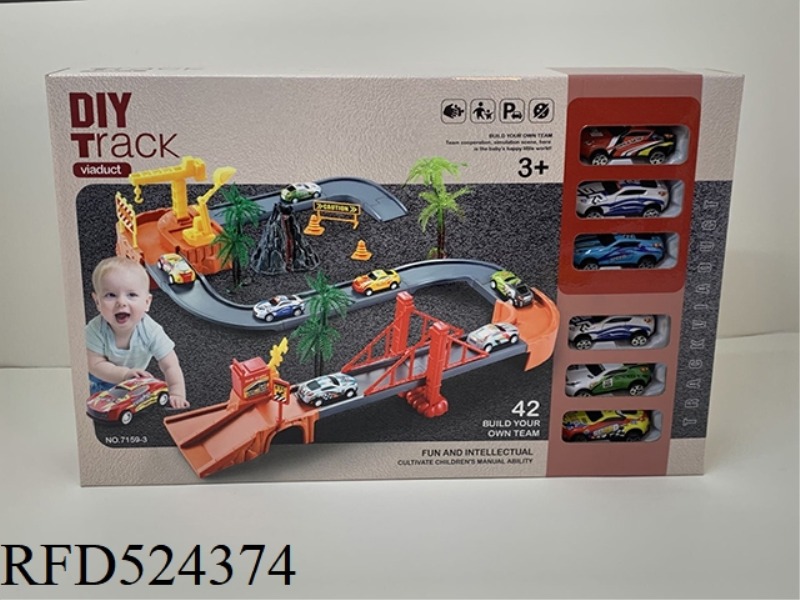 SELF-ASSEMBLED PARKING LOT +6 SLIDING ALLOY CARS