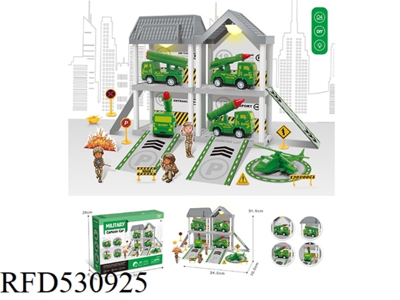 DIY VILLA MILITARY BASE DOUBLE LIGHT PACK ELECTRIC/JAI AI CAR (CAR *4)67PCS
