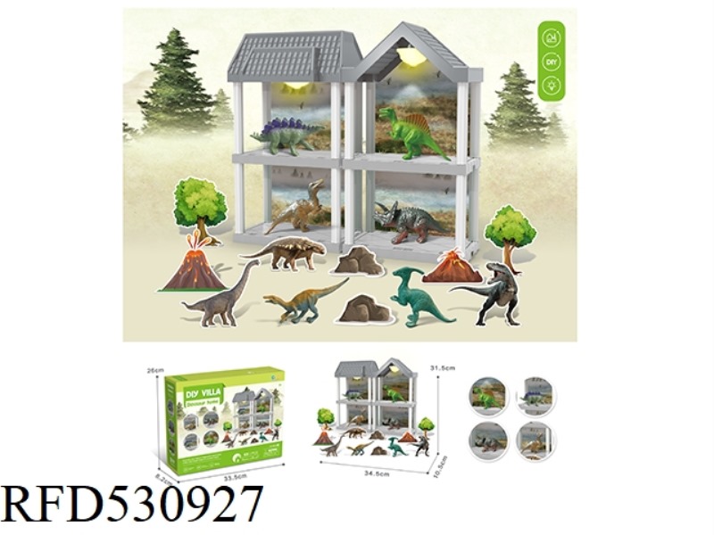 DIY VILLA DRAGON PARADISE DOUBLE LIGHT PACK ELECTRICITY/(DINOSAUR *6)62PCS