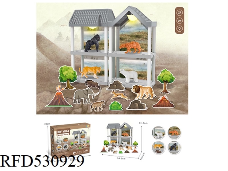 DIY VILLA ANIMAL PARK DOUBLE LIGHT PACK ELECTRICITY/(ANIMAL *4 MIXED PACK)62PCS