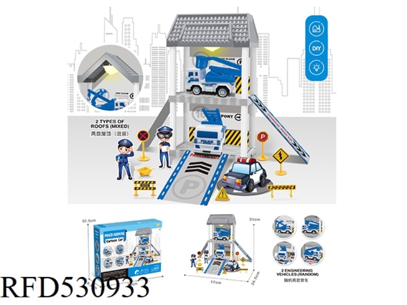 DIY VILLA POLICE CAR BASE LIGHT/JAI AI CAR (CAR *2)37PCS