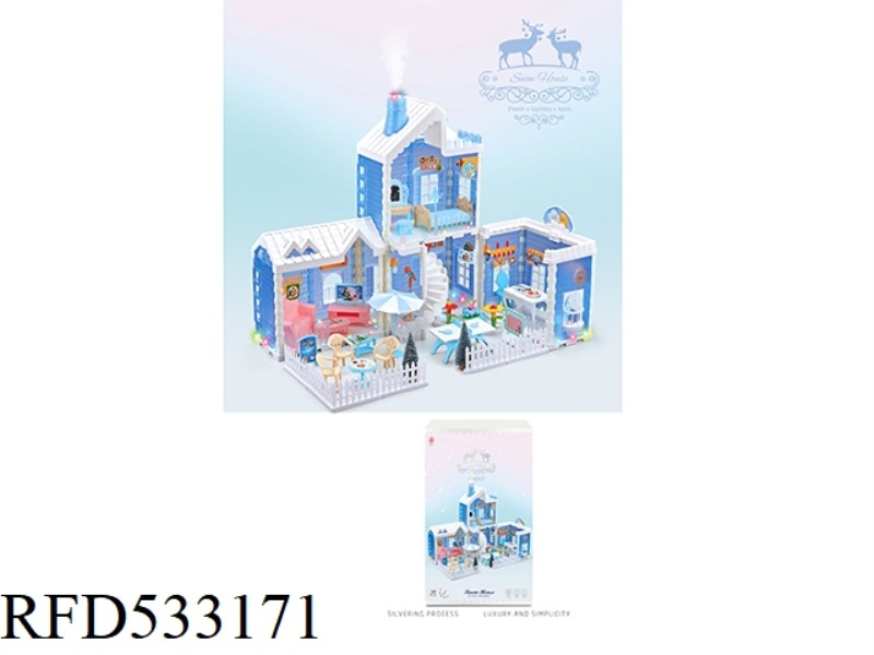 PATCHWORK VILLA TOY ICE HUT FLOOR WITH COLORED LIGHTS, CHIMNEY WITH LIGHT SPRAY