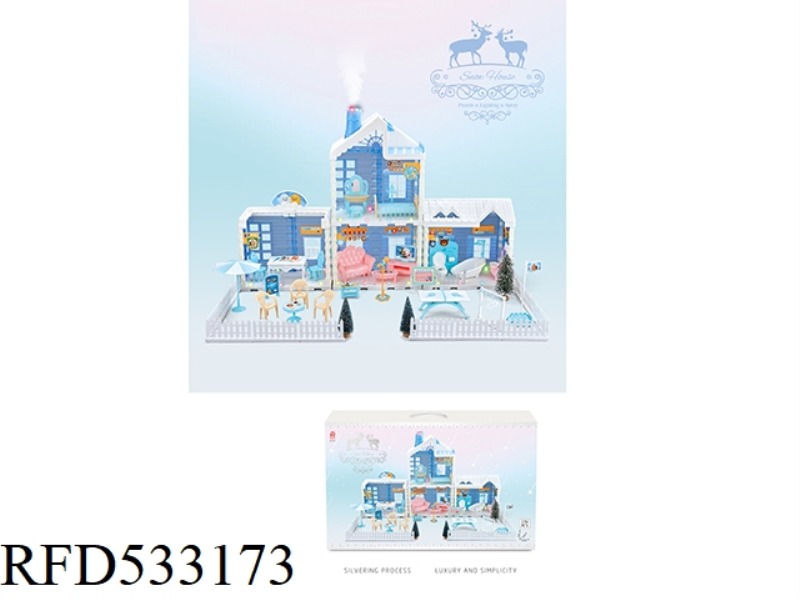 PATCHWORK VILLA TOY ICE HUT FLOOR WITH COLORED LIGHTS, CHIMNEY WITH LIGHT SPRAY