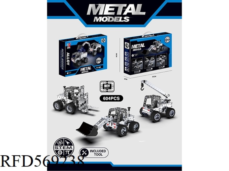 YIZHU METAL ASSEMBLY PROJECT FORKLIFT/DOZER/CRANE MODEL SET (3 SETS)