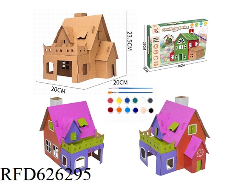 HANDMADE, DYI, 3D DIORAMA PAINTED HOUSE (BEACH HOUSE)