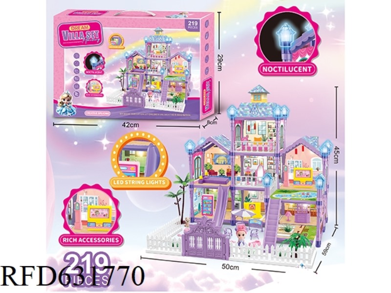 GLOW-IN-THE-DARK DIY PRINCESS VILLA HOME CASTLE SET 219PCS