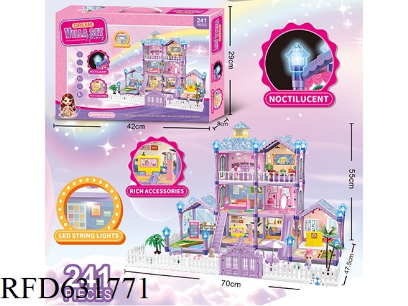 GLOW-IN-THE-DARK DIY PRINCESS VILLA FAMILY CASTLE SET 241PCS