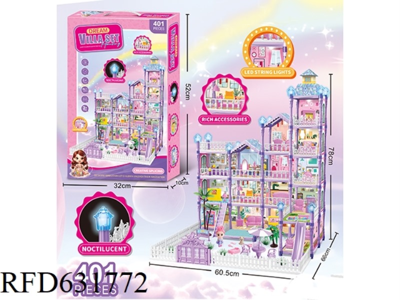 GLOW-IN-THE-DARK DIY PRINCESS VILLA FAMILY CASTLE SET 401PCS