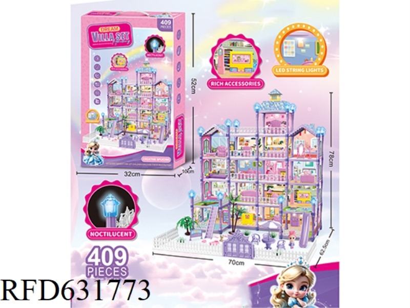 GLOW-IN-THE-DARK DIY PRINCESS VILLA FAMILY CASTLE SET 409PCS