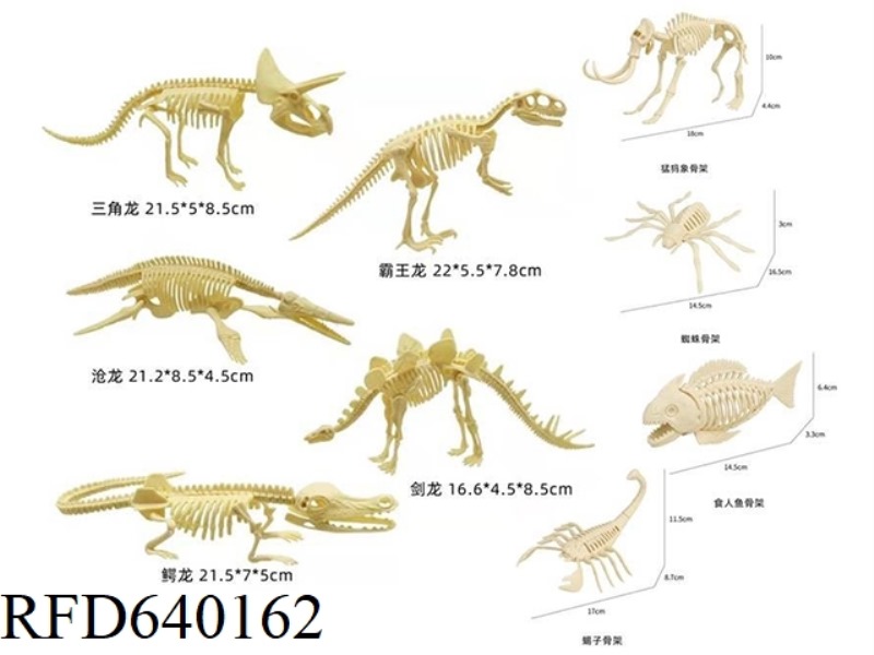 9 ASSEMBLIES FOR DISMANTLING DINOSAUR SKELETONS