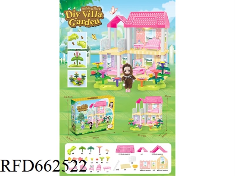 DIY GARDEN FLOWER ARRANGEMENT BUILDING BLOCKS VILLA WITH FURNITURE 6 