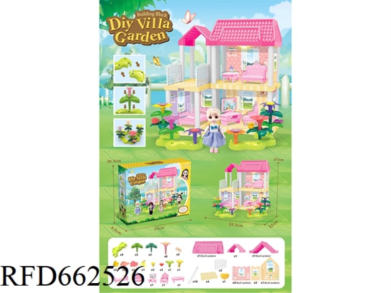 DIY GARDEN FLOWER ARRANGEMENT BUILDING BLOCKS VILLA WITH FURNITURE 6 