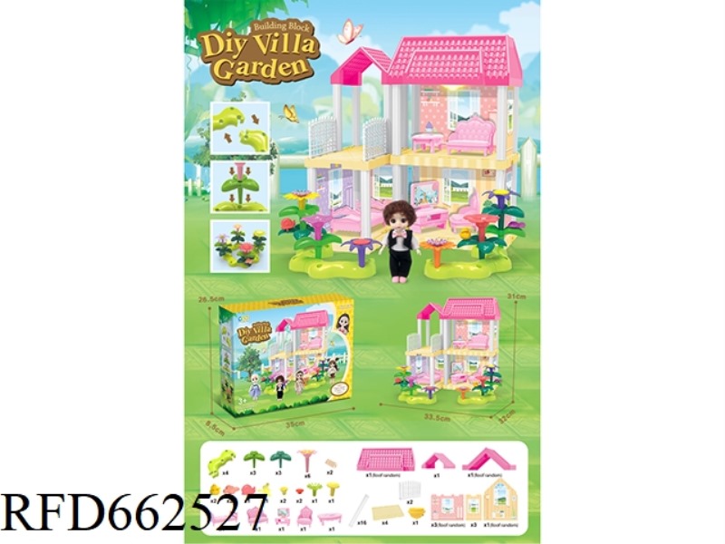DIY GARDEN FLOWER ARRANGEMENT BUILDING BLOCKS VILLA WITH FURNITURE 6 