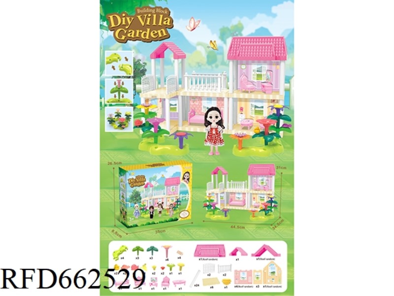 DIY GARDEN FLOWER ARRANGEMENT BUILDING BLOCKS VILLA WITH FURNITURE 6 